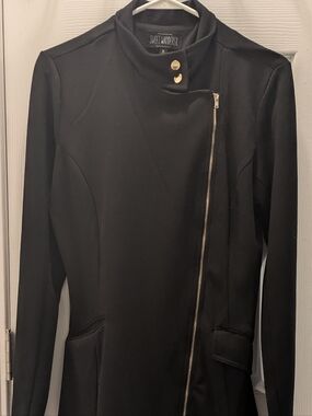 Sweet Wanderer Black Asymmetric Zip Trench Coat